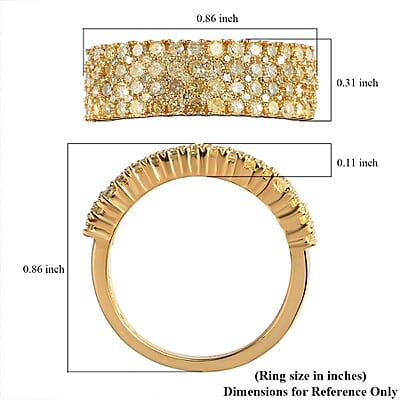 Natural Yellow Diamond Cluster Ring in Vermeil Yellow Gold Over Sterling Silver (Size 10.0) 1.00 ctw