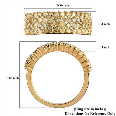 Natural Yellow Diamond Cluster Ring in Vermeil Yellow Gold Over Sterling Silver (Size 7.0) 1.00 ctw