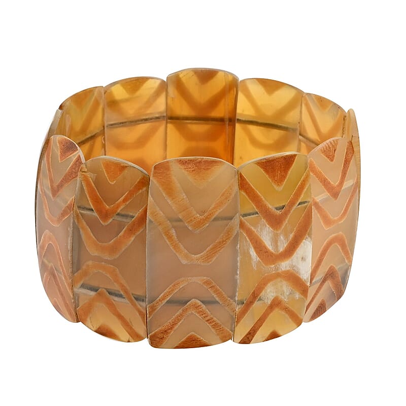 Natural and Black Color Buffalo Horn Stretch Bracelet
