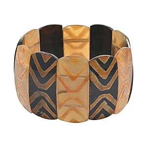 Natural and Black Color Buffalo Horn Stretch Bracelet
