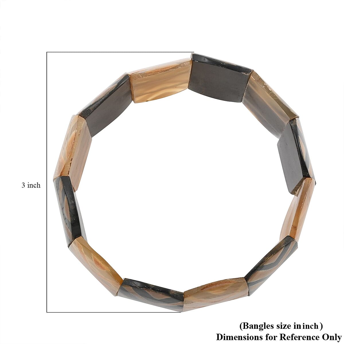 Natural and Black Color Buffalo Horn Stretch Bracelet image number 3