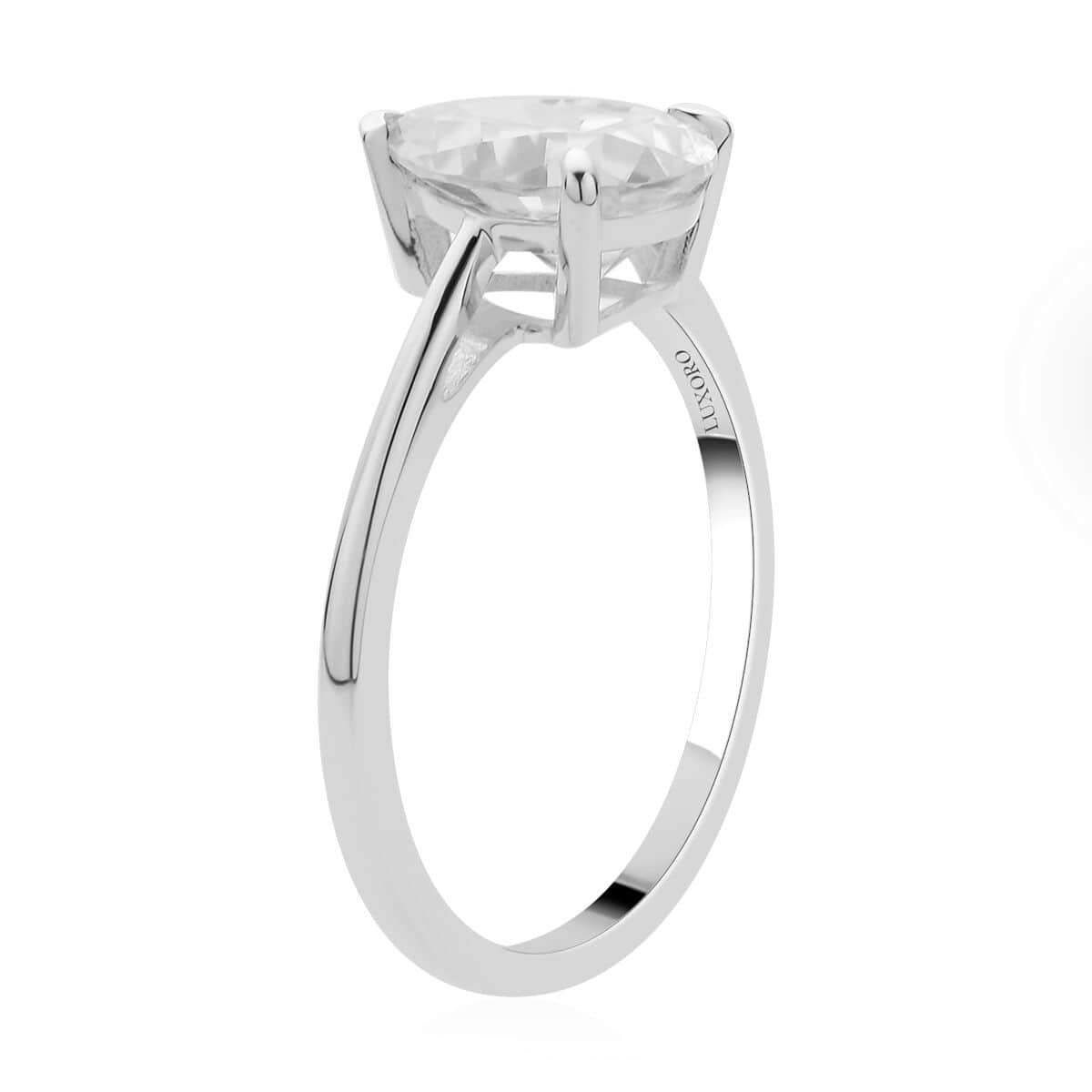 LUXORO 10K White Gold Moissanite Solitaire Ring (Size 6.0) 1.90 ctw image number 3