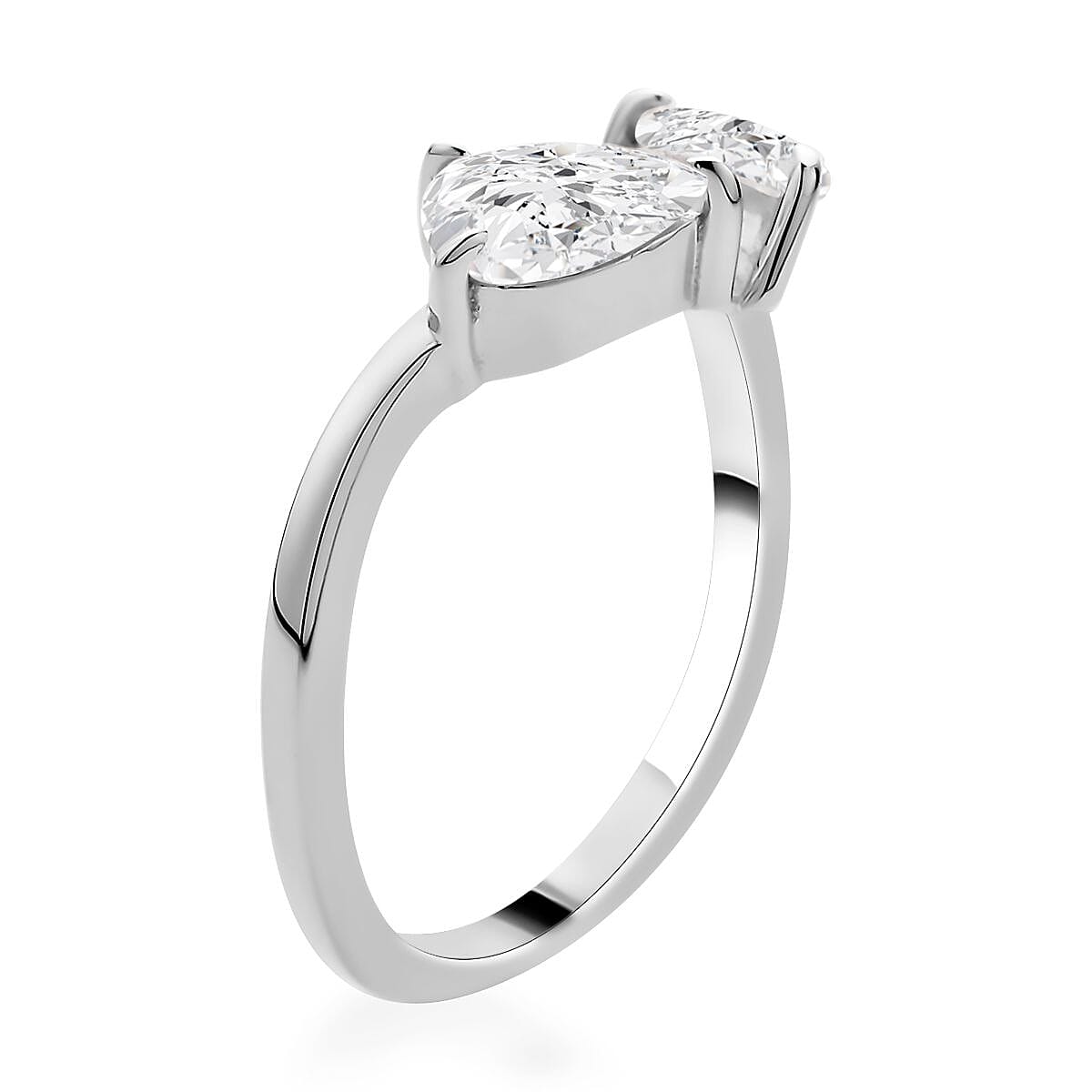 Luxoro Bypass Openable Moissanite 1.40 ctw Tear Drop Ring in 10K White Gold, Moissanite Jewelry, Gifts For Her (Size 9.00) image number 3