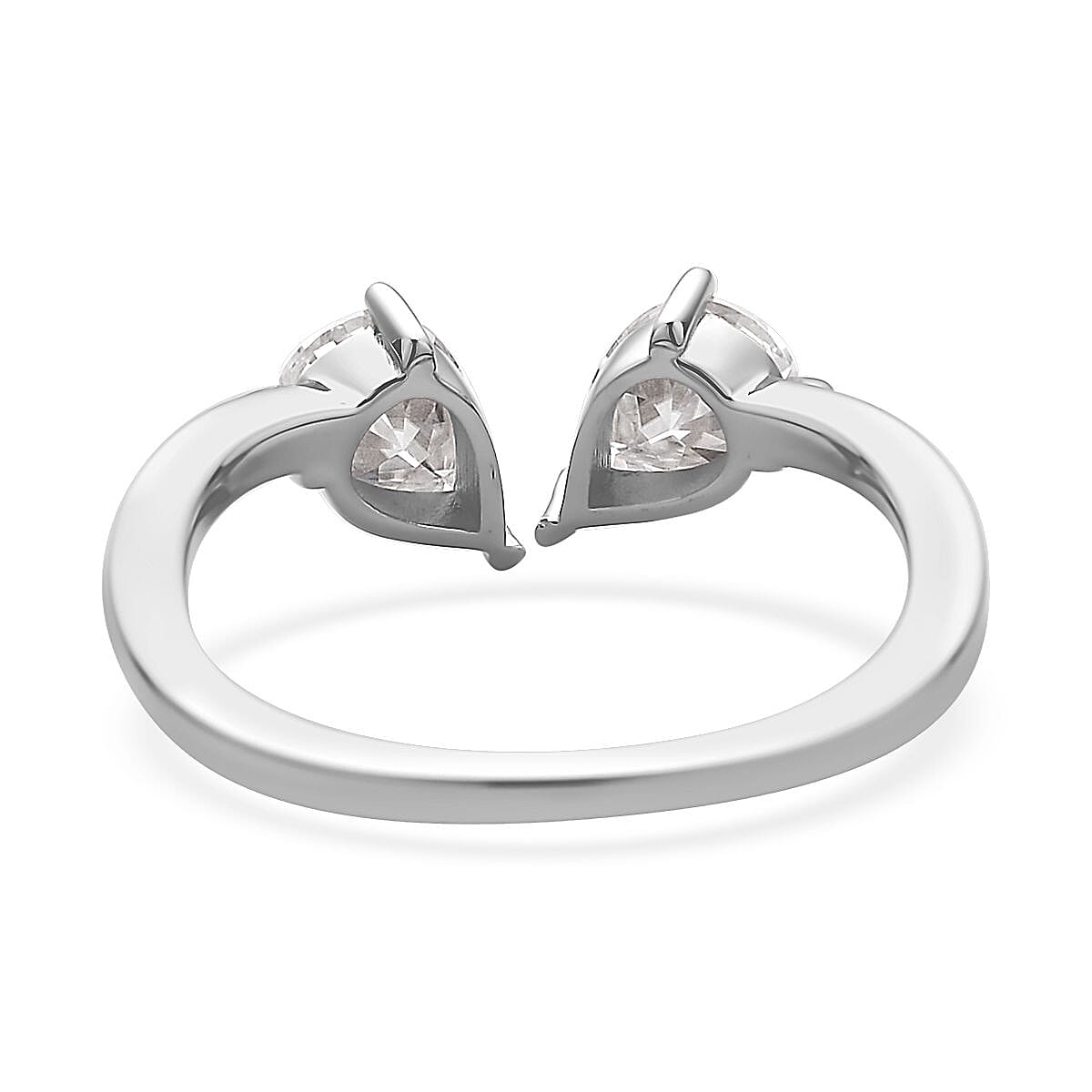 Luxoro Bypass Openable Moissanite 1.40 ctw Tear Drop Ring in 10K White Gold, Moissanite Jewelry, Gifts For Her (Size 9.00) image number 4