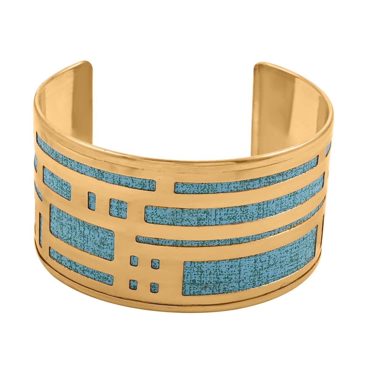 Strip Pattern Cuff Bracelet in Goldtone image number 0