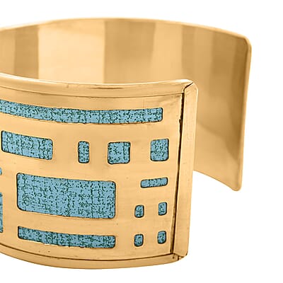 Strip Pattern Cuff Bracelet in Goldtone