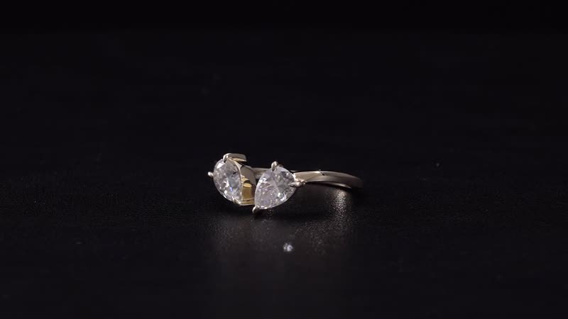 LUXORO 10K White Gold Moissanite Bypass Openable Tear Drop Ring (Size 9.5) 2.80 Grams 1.40 ctw