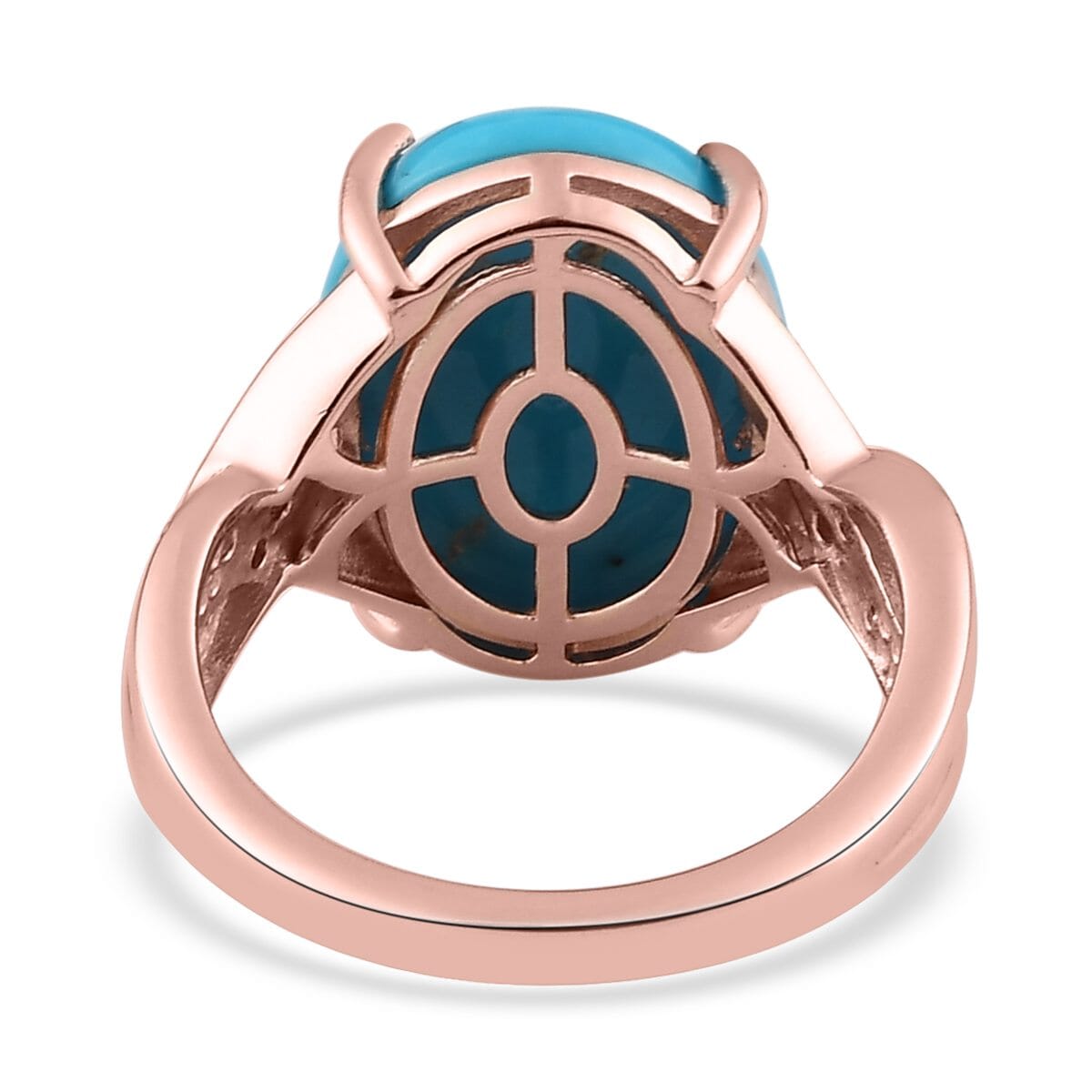 Premium American Natural Sleeping Beauty Turquoise and Natural Champagne Diamond Ring in Vermeil RG Over Sterling Silver 7.70 ctw image number 4