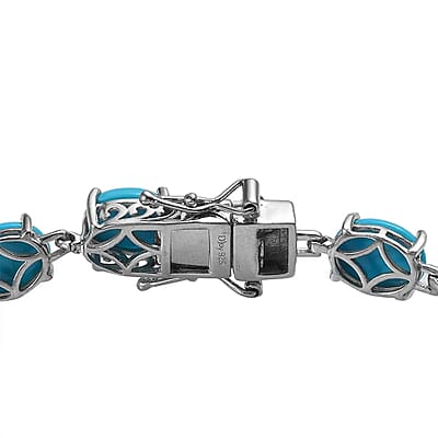 Premium Sleeping Beauty Turquoise Tennis Bracelet in Platinum Over Sterling Silver (6.50 In) 19.00 ctw
