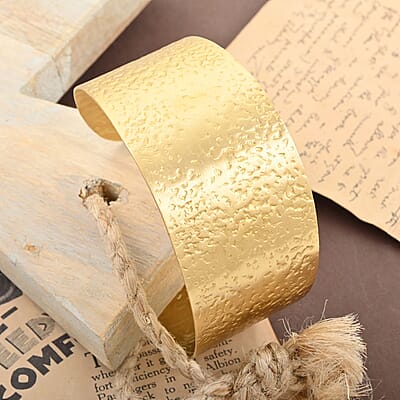 Textured Cuff Bracelet in Goldtone (7.0In)