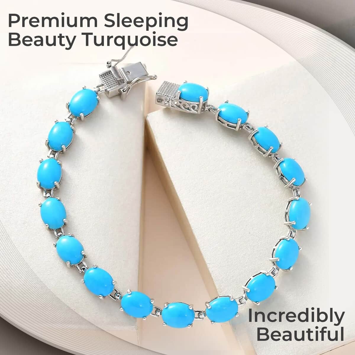 Sleeping Beauty Turquoise Bracelet in Platinum-Plated Sterling Silver, Premium Turquoise Tennis Bracelet (7.25 In) 21.75 ctw image number 1
