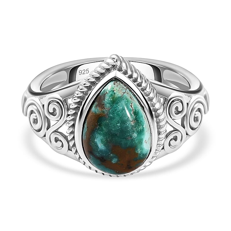 Sierra Nevada Turquoise Solitaire Ring in Platinum Over Sterling Silver (Size 5.75) 2.65 ctw