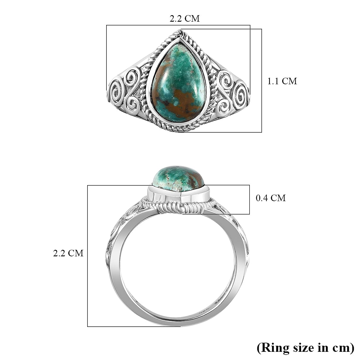 Sierra Nevada Turquoise Solitaire Ring in Platinum Over Sterling Silver (Size 5.75) 2.65 ctw