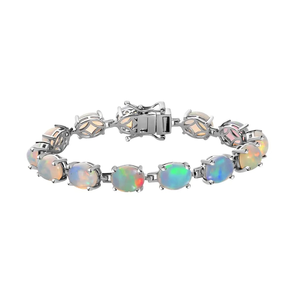 Premium Ethiopian Welo Opal Tennis Bracelet in Platinum Over Sterling  Silver (8.00 In) 23.25 ctw