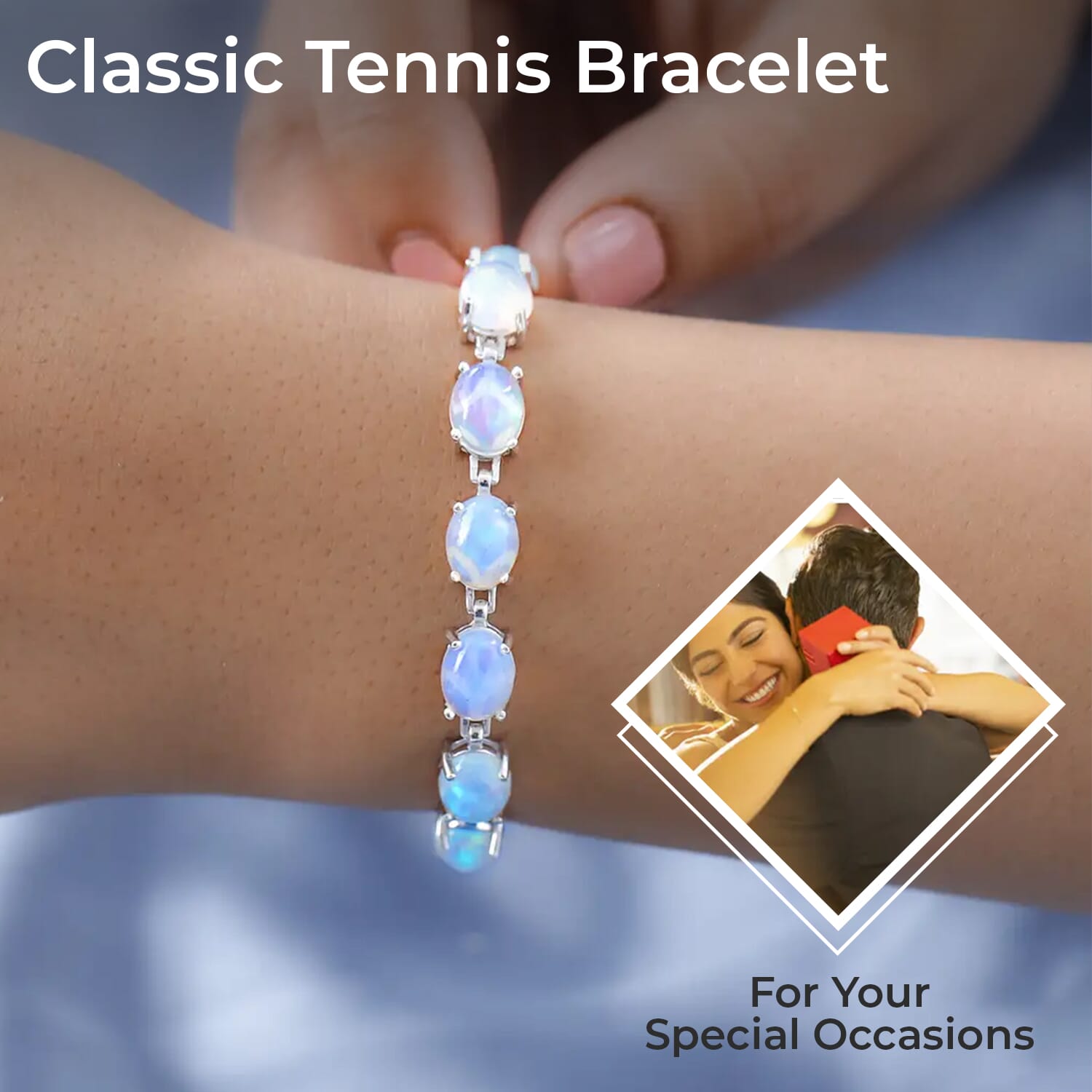 Premium Ethiopian Welo Opal Tennis Bracelet in Platinum Over Sterling  Silver (8.00 In) 23.25 ctw