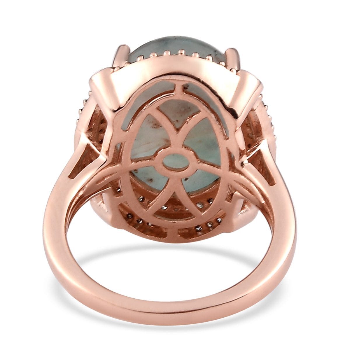 Premium Natural Zimbaprase, Natural Champagne and White Diamond Double Halo Ring in Vermeil Rose Gold Over Sterling Silver 9.65 ctw image number 4