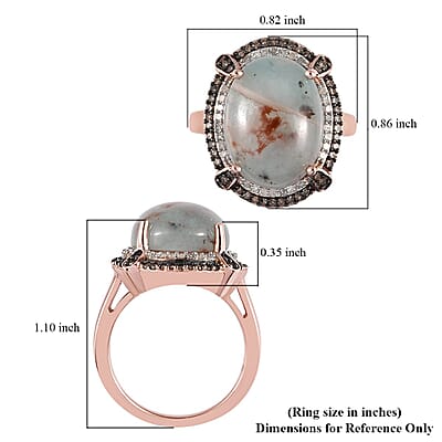 Premium Zimbaprase, Natural Champagne and White Diamond Double Halo Ring in Vermeil Rose Gold Over Sterling Silver (Size 10.0) 9.65 ctw