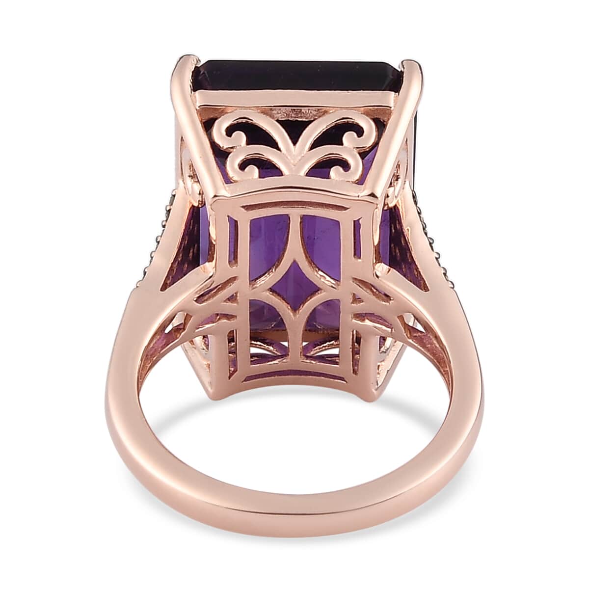 Amethyst, Natural Champagne and White Diamond Ring in Vermeil Rose Gold Over Sterling Silver 15.00 ctw image number 4