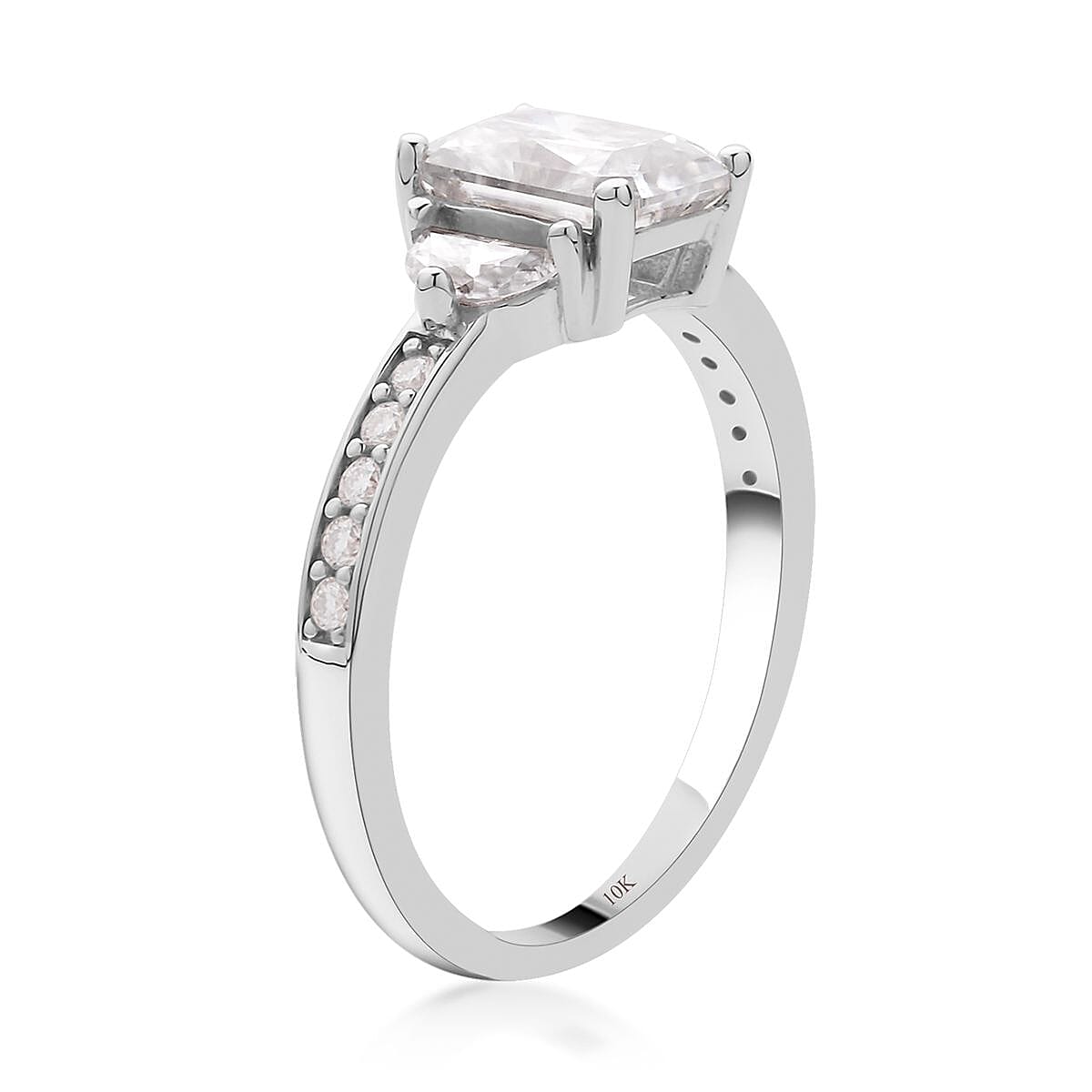 Luxoro 10K White Gold Radiant Cut Moissanite Ring (Size 6.0) 2.10 ctw