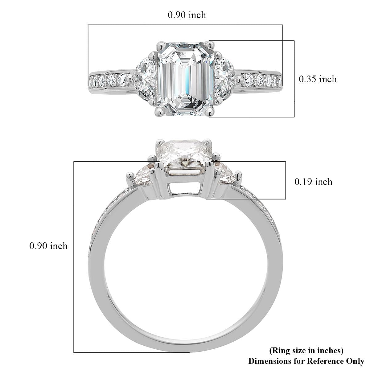 Luxoro 10K White Gold Radiant Cut Moissanite Ring (Size 6.0) 2.10 ctw