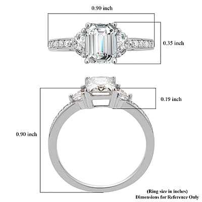 Luxoro 10K White Gold Radiant Cut Moissanite Ring (Size 6.0) 2.10 ctw