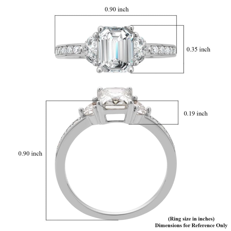 Luxoro 10K White Gold Radiant Cut Moissanite Ring (Size 6.0) 2.10 ctw