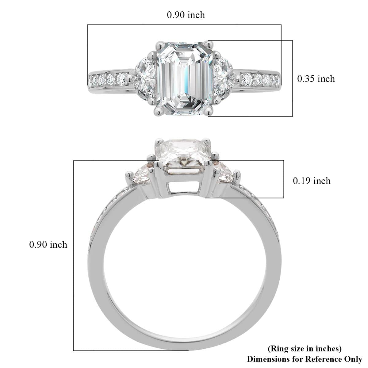 LUXORO 10K White Gold Moissanite Ring (Size 6.0) 2.10 ctw image number 5