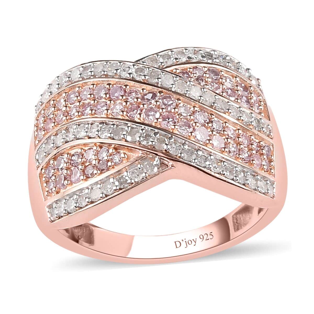 Natural Pink and White Diamond Ring in Vermeil Rose Gold Over Sterling Silver (Size 6.0) 1.00 ctw image number 0