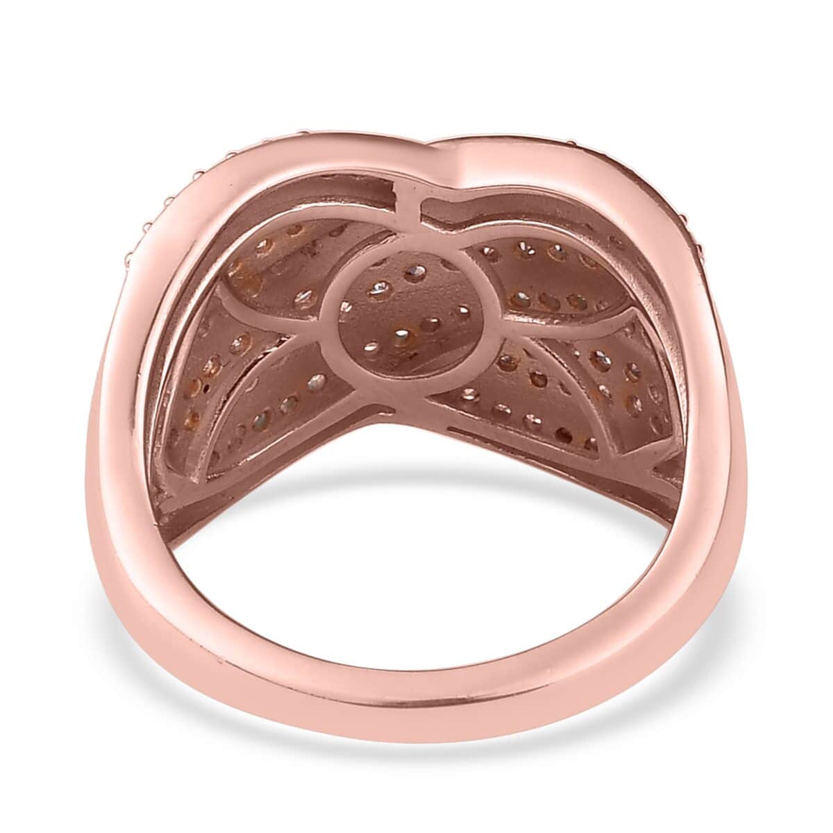 Natural Pink and White Diamond Ring in Vermeil Rose Gold Over Sterling Silver (Size 6.0) 1.00 ctw image number 4