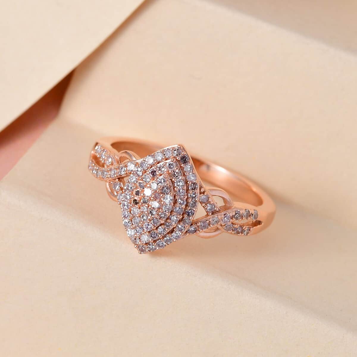 Natural Pink Diamond Ring in Vermeil Rose Gold Over Sterling Silver 0.33 ctw image number 1