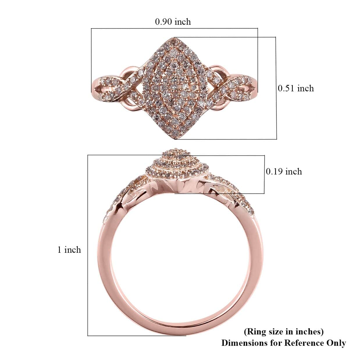 Natural Pink Diamond Ring in Vermeil Rose Gold Over Sterling Silver 0.33 ctw image number 5