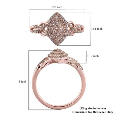 Natural Pink Diamond Ring in Vermeil Rose Gold Over Sterling Silver (Size 10.0) 0.33 ctw image number 5