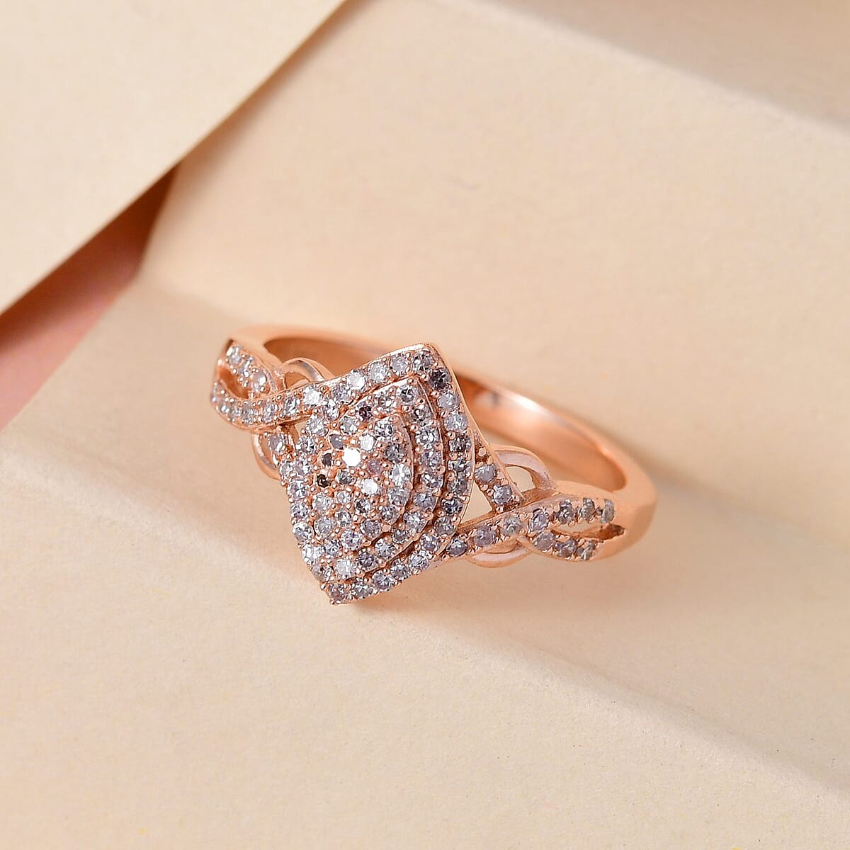 Natural Pink Diamond Ring in Vermeil Rose Gold Over Sterling Silver (Size 8.0) 0.33 ctw image number 1