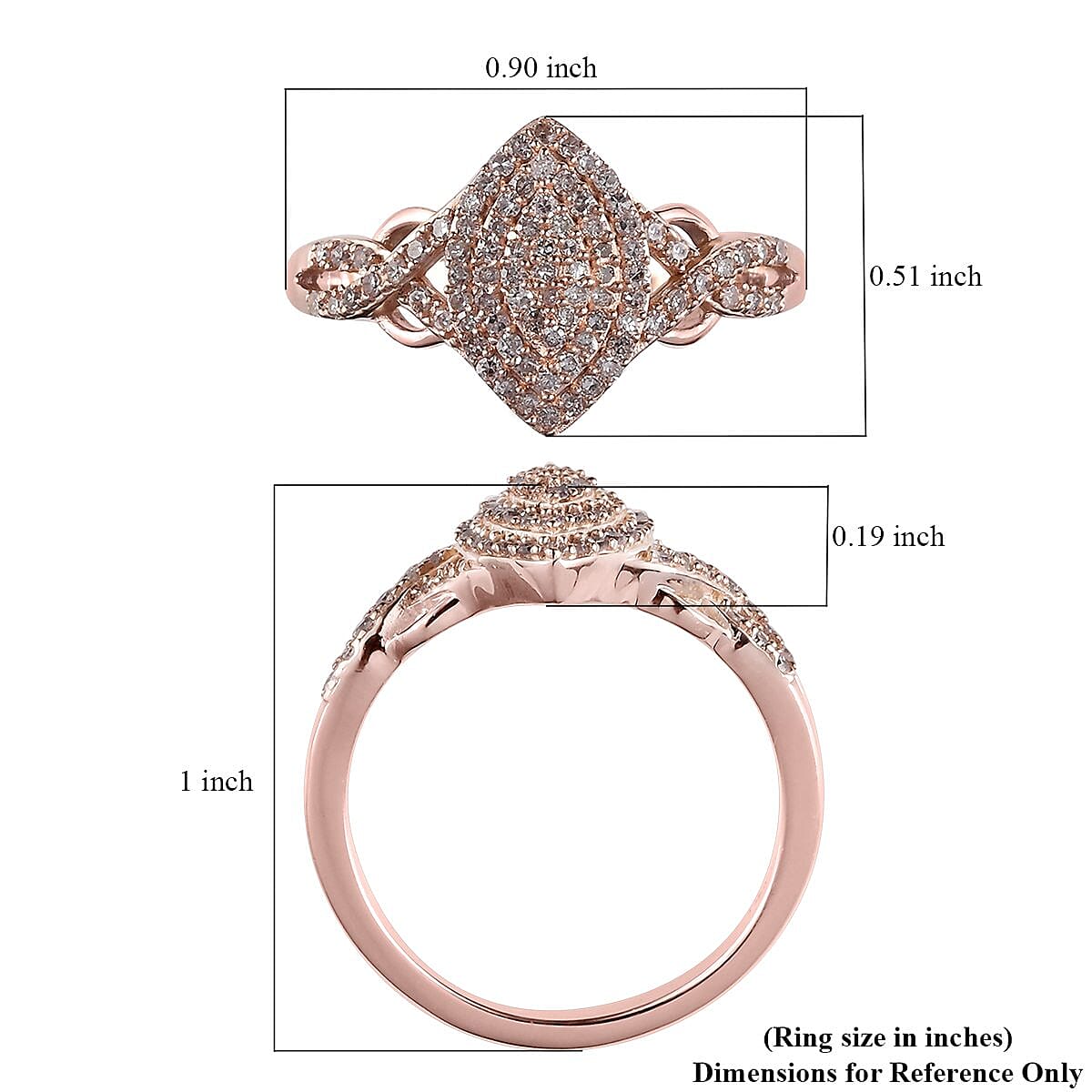 Natural Pink Diamond Ring in Vermeil Rose Gold Over Sterling Silver (Size 8.0) 0.33 ctw image number 5