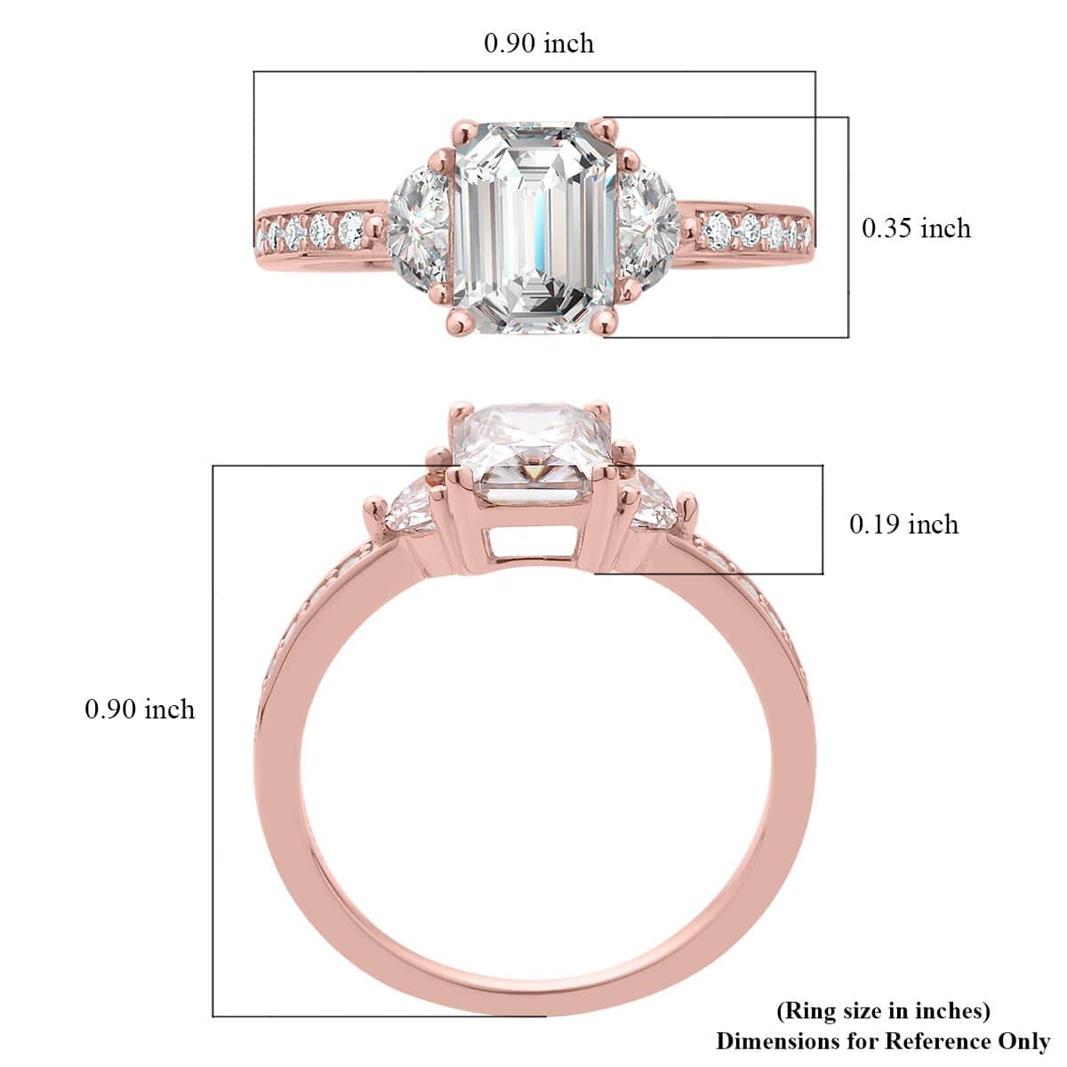 LUXORO 10K Rose Gold Radiant Cut Moissanite Ring (Size 8.0) 2.10 ctw image number 5