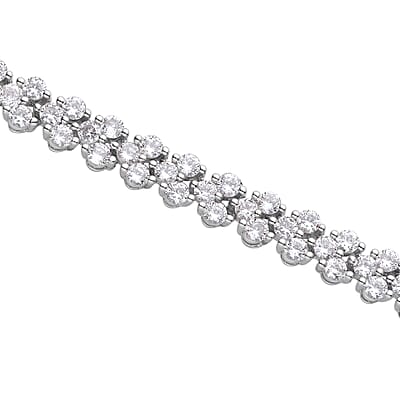 Simulated Diamond Braid Layer Bracelet in Silvertone (6.75 In)