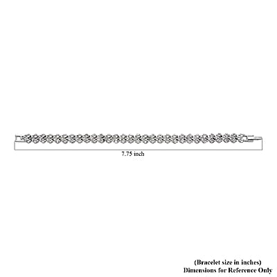 Simulated Diamond Braid Layer Bracelet in Silvertone (6.75 In)