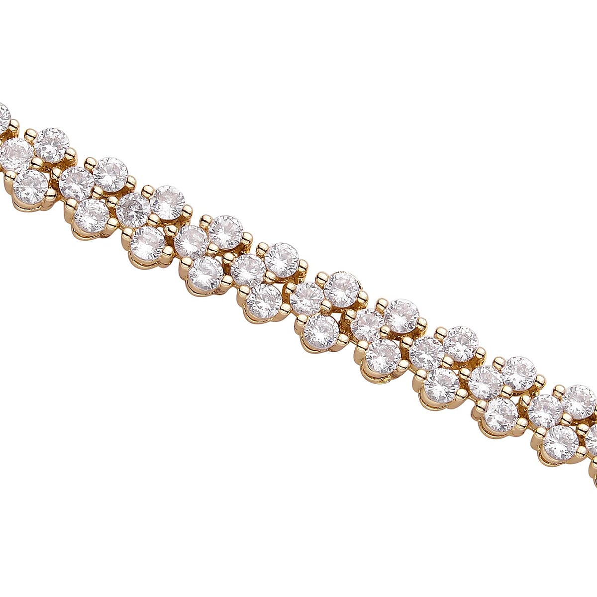 Simulated Diamond Braid Layer Bracelet in Goldtone (6.75 In) image number 2