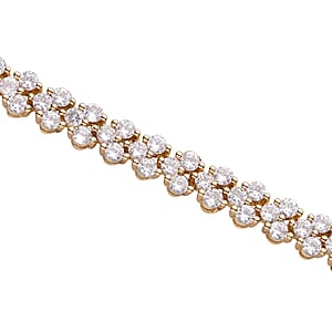 Simulated Diamond Braid Layer Bracelet in Goldtone (6.75 In)