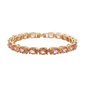 Simulated Champagne Color Diamond Tennis Bracelet in Goldtone (7.50 In) 35.00 ctw