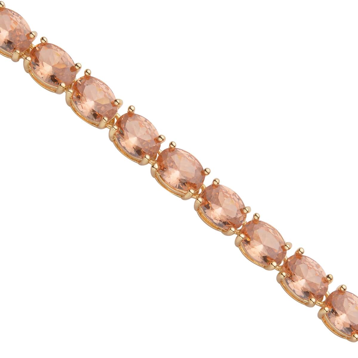 Simulated Champagne Color Diamond Tennis Bracelet in Goldtone (7.50 In) 35.00 ctw image number 2