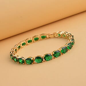 Simulated Emerald Tennis Bracelet in Goldtone (7.50 In) 35.00 ctw