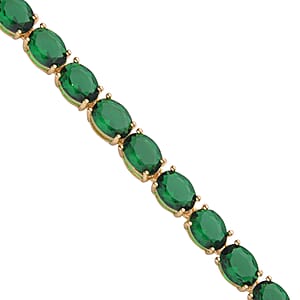 Simulated Emerald Tennis Bracelet in Goldtone (7.50 In) 35.00 ctw