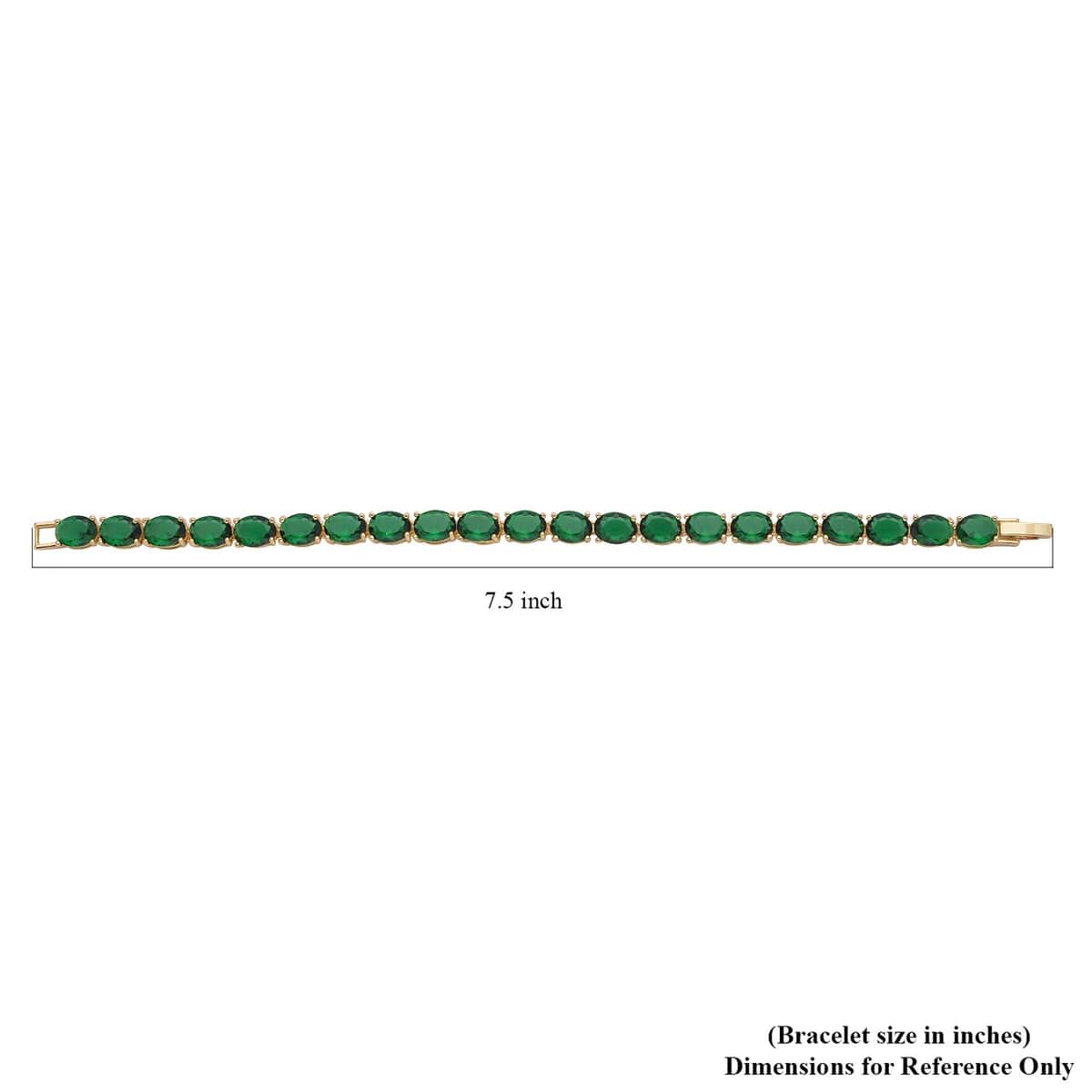 Simulated Emerald Tennis Bracelet in Goldtone (7.50 In) 35.00 ctw image number 3