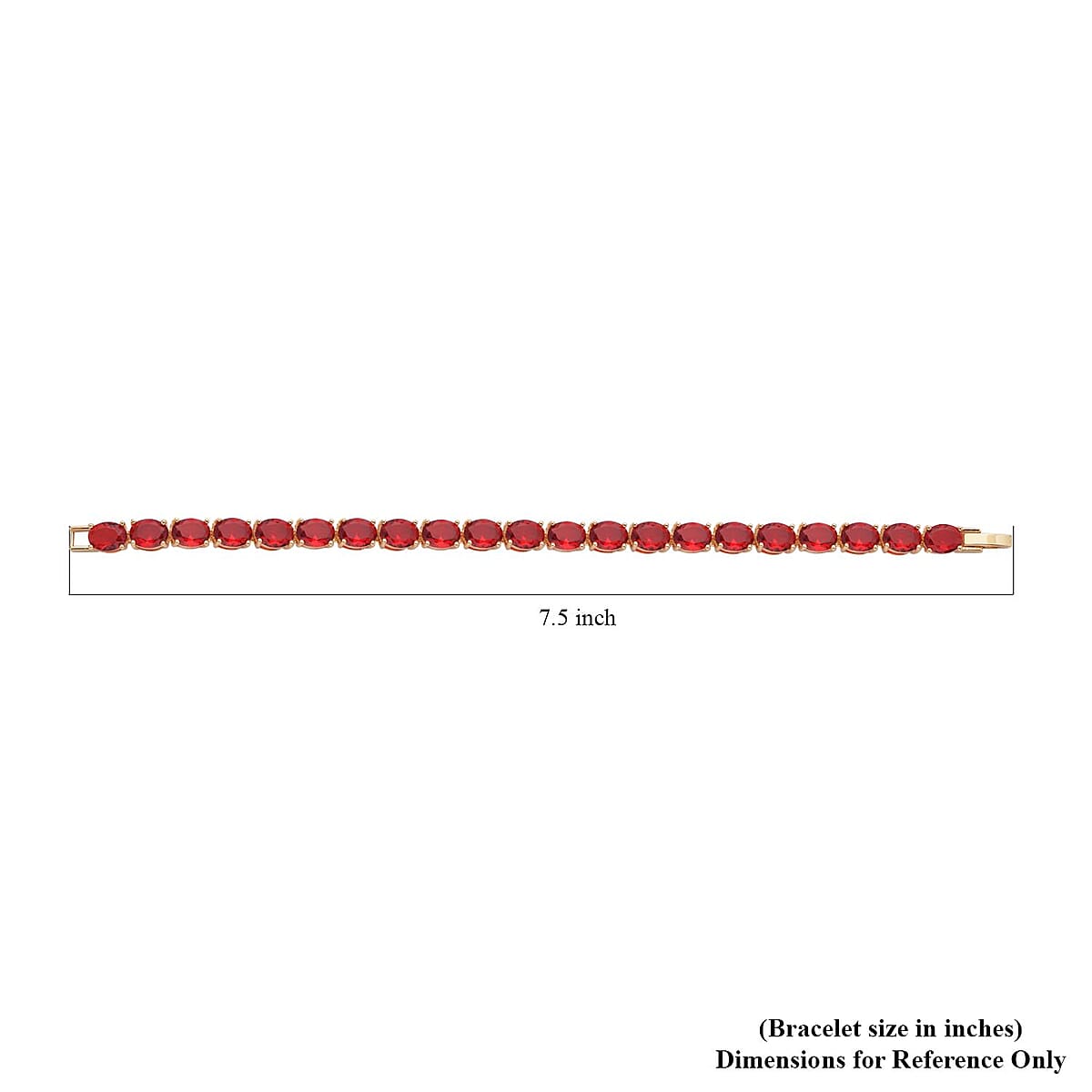 Simulated Red Diamond Tennis Bracelet in Goldtone (7.50 In) 35.00 ctw image number 3