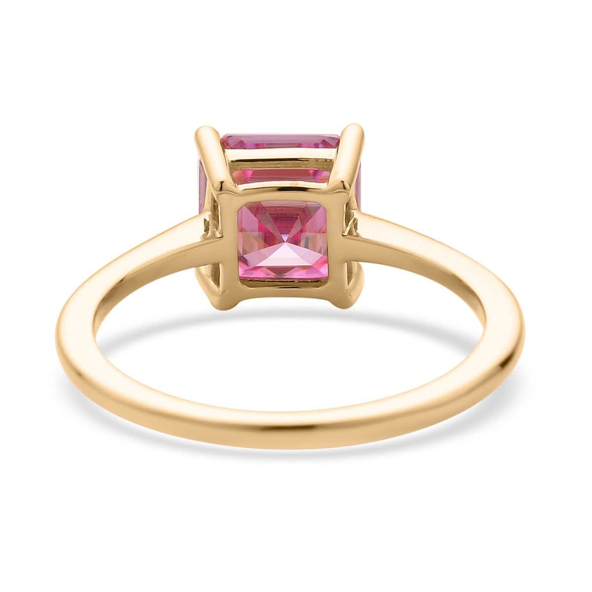 Luxoro 10K Yellow Gold Asscher-Cut Pink Moissanite Solitaire Ring (Size 9.0) 2.50 ctw image number 4