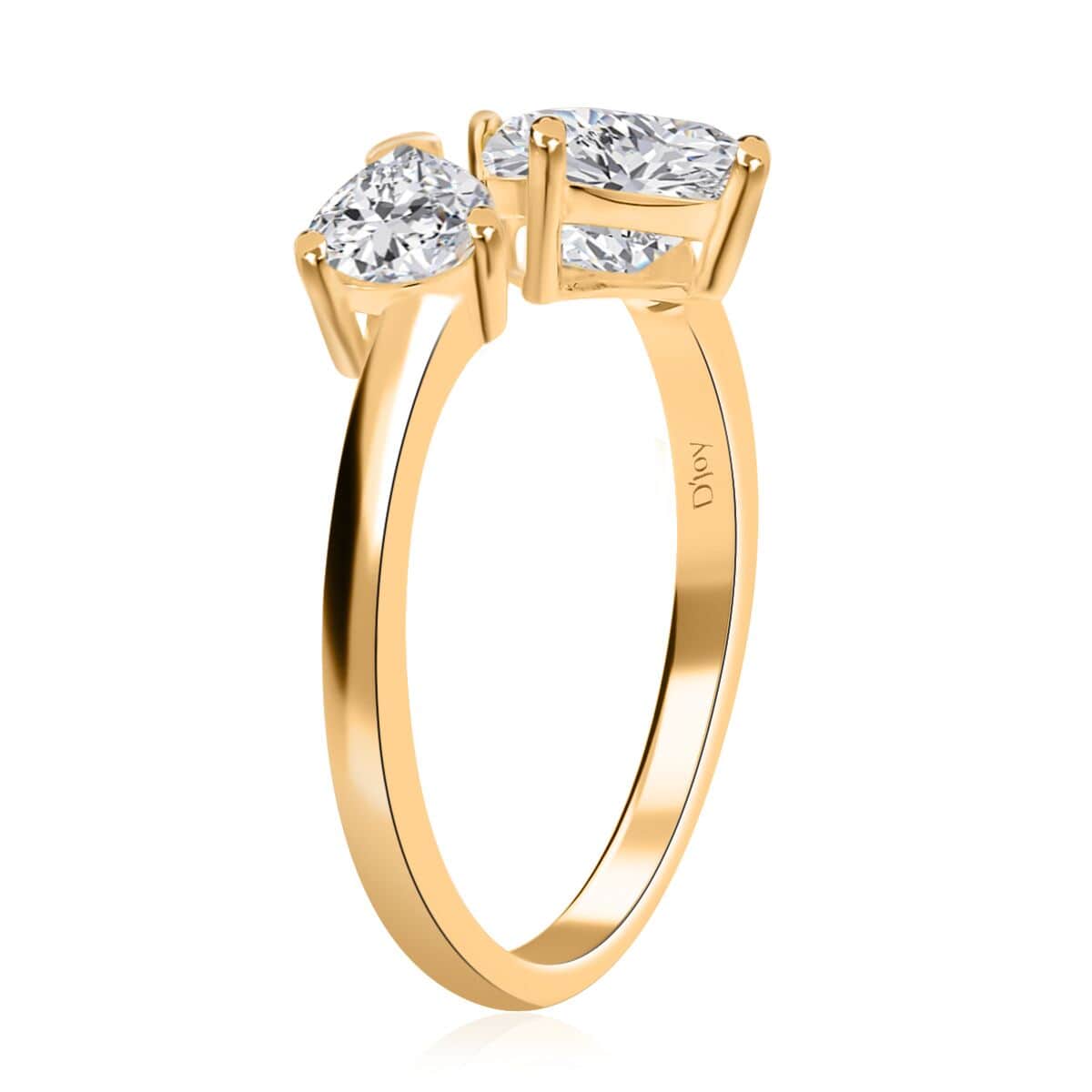 Top Rated Moissanite Bypass Ring in Vermeil Yellow Gold Over Sterling Silver, Open Band Ring, Moissanite Ring, Two Stone Ring 2.35 ctw (Size 8.0) image number 3