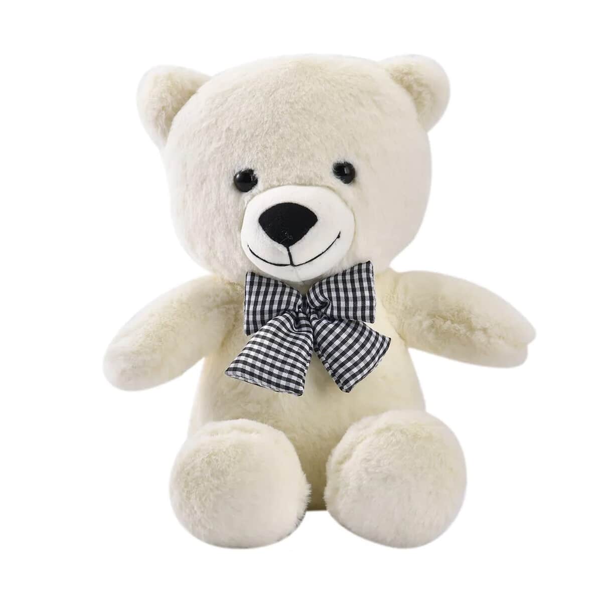 Off White Teddy Bear Toy with Zipper Bag (10 In) image number 0