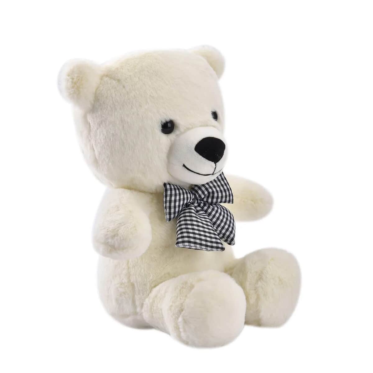Off White Teddy Bear Toy with Zipper Bag (10 In) image number 3