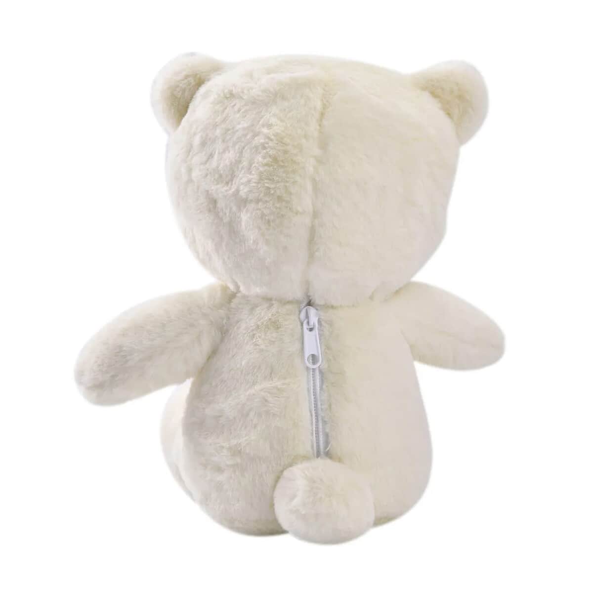 Off White Teddy Bear Toy with Zipper Bag (10 In) image number 4